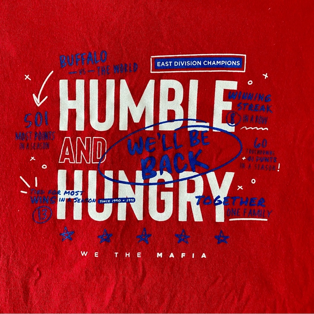 Buffalo Bills We’ll Be Back Humble & Hungry 2020 Red Long Sleeve Shirt Size 2XL